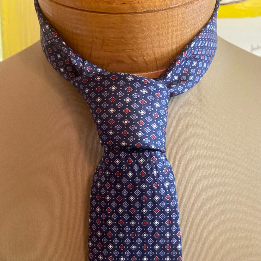 Christian Dior necktie geometric blue red gray